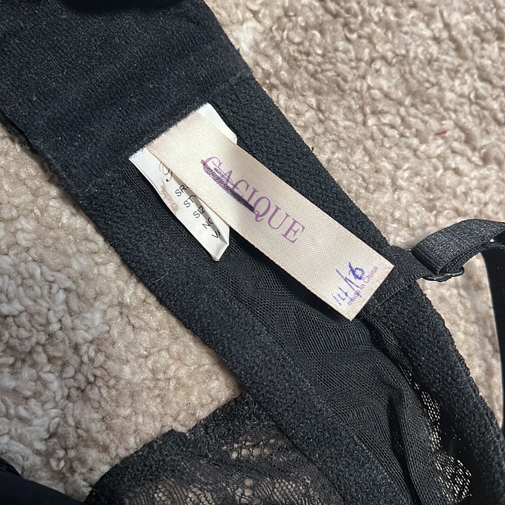 Cacique chemise, black with “ribbon/bow,” size 12 (or 14/16, see photos) EUC! - Picture 6 of 8